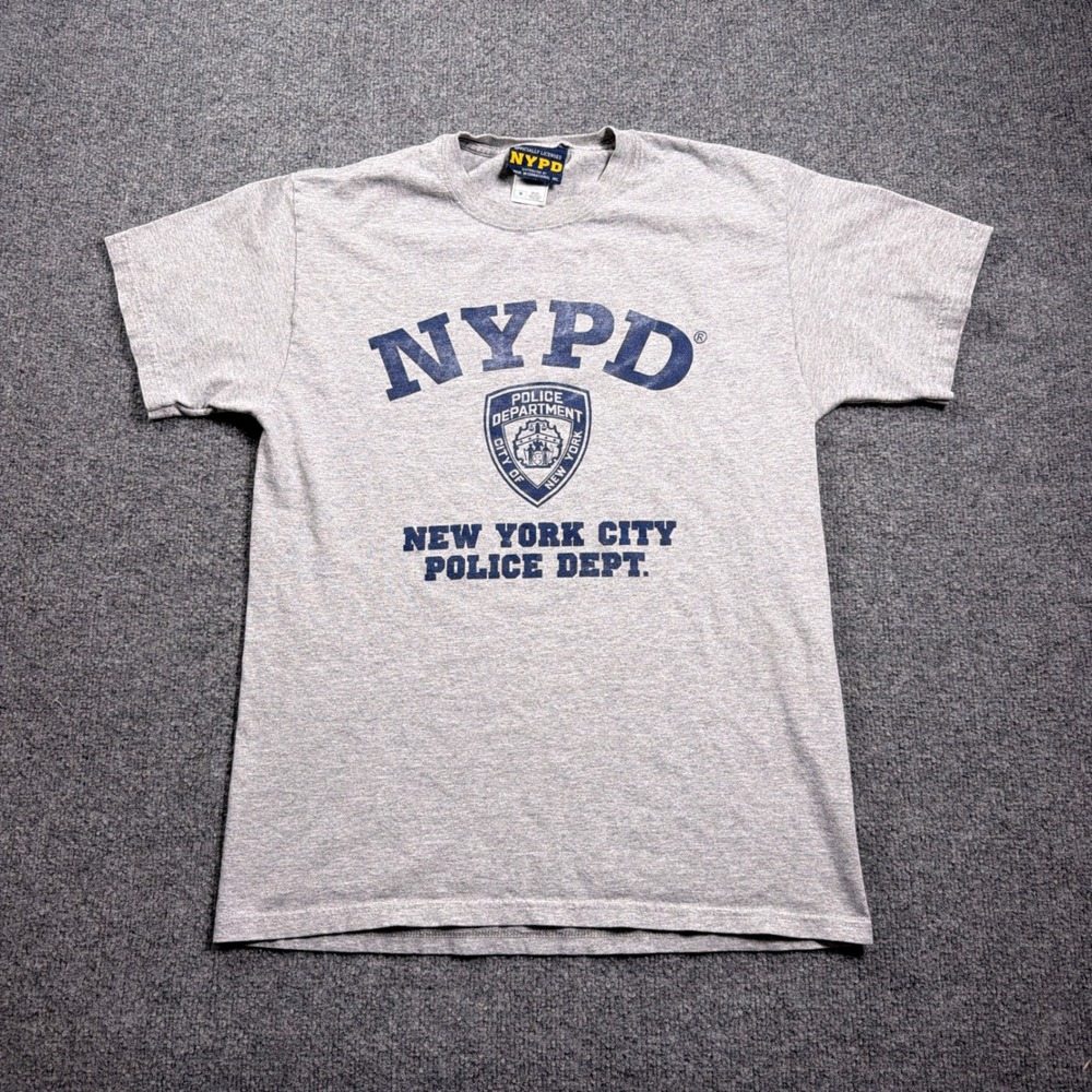 NYPD T Shirt Mens Medium Gray New York City Police Dept Graphic Short Sleeve